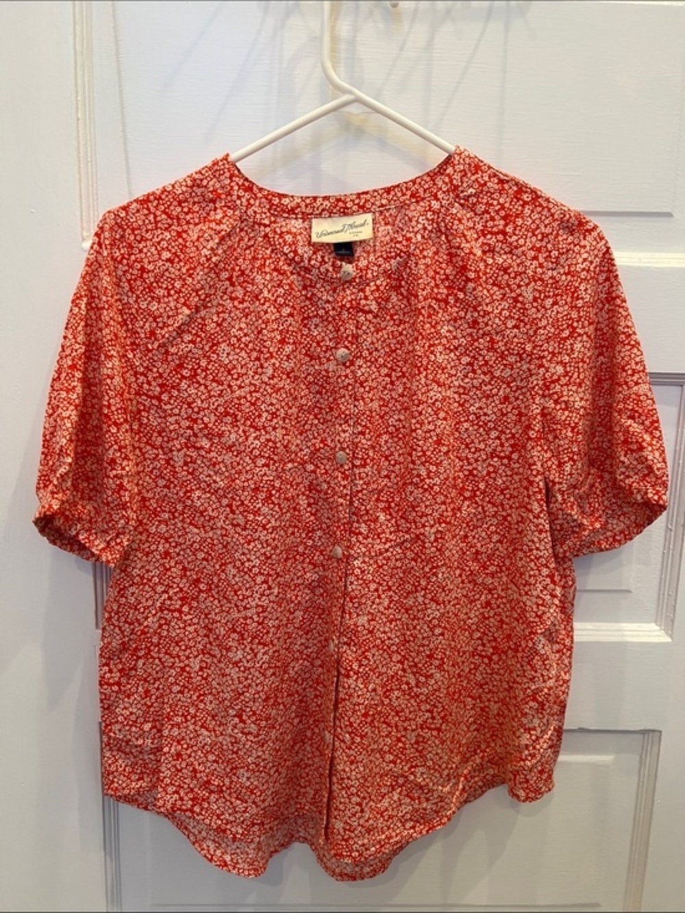 Universal Thread Red Floral Button-Down Blouse